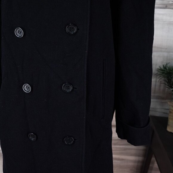 Donnybrook Coat Womens Black Wool Blend Peacoat Double Breasted - Picture 3 of 5